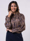 Long Sleeve Printed Frilled Collared Top